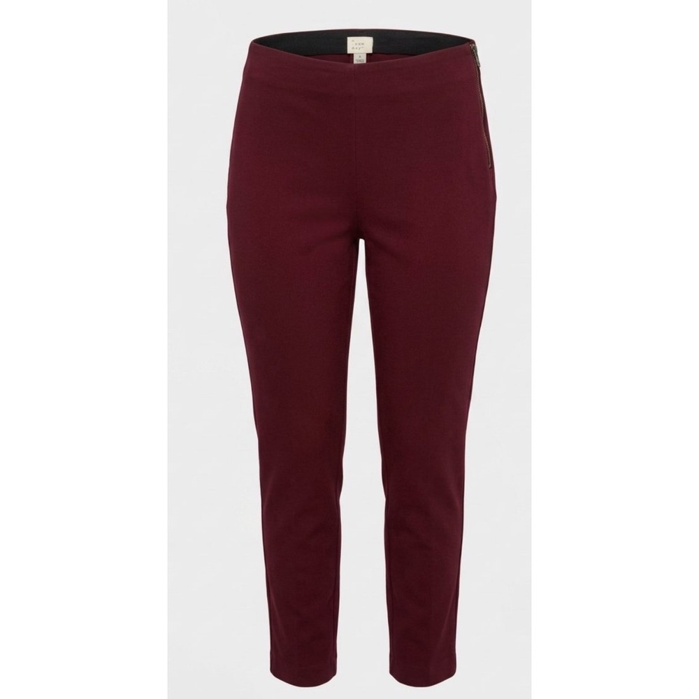 Chicos Fabulously Slimming Burgundy Ankle Pants Side Zip Size 2 Large